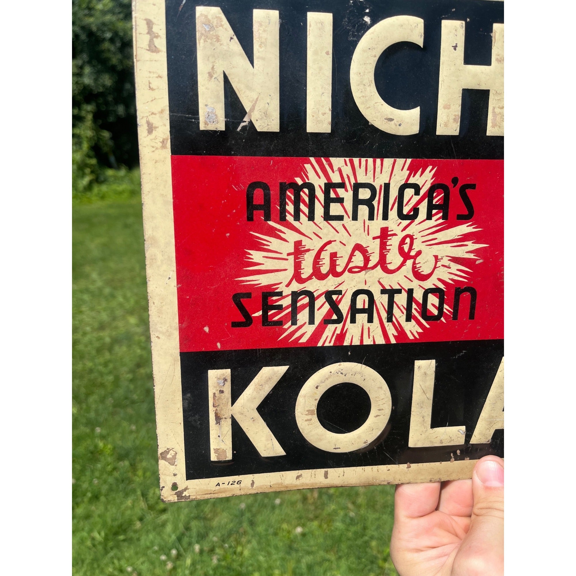Nichol Kola Embossed Sign Advertising 1940s Sida Vintage 14" x 10"
