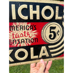 Nichol Kola Embossed Sign Advertising 1940s Sida Vintage 14" x 10"