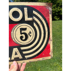 Nichol Kola Embossed Sign Advertising 1940s Sida Vintage 14" x 10"