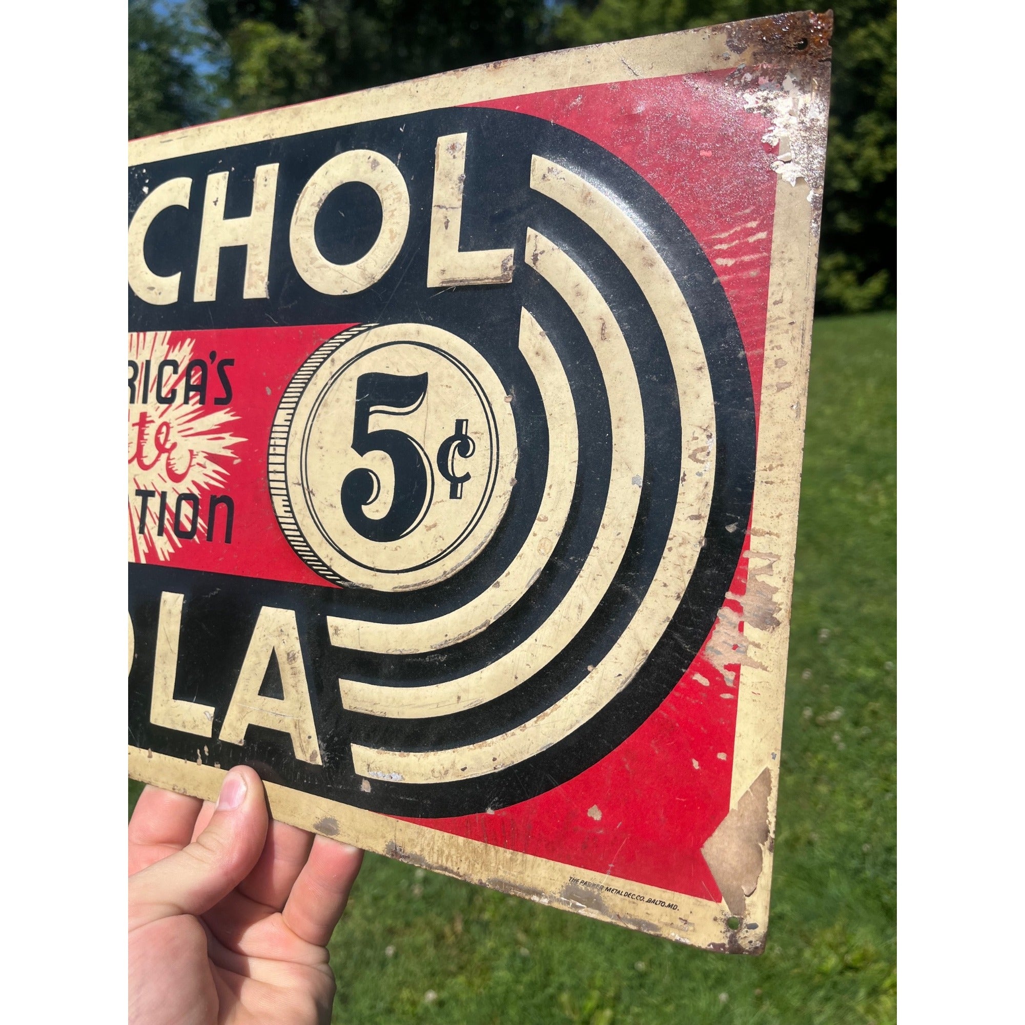 Nichol Kola Embossed Sign Advertising 1940s Sida Vintage 14" x 10"