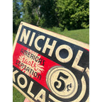 Nichol Kola Embossed Sign Advertising 1940s Sida Vintage 14" x 10"