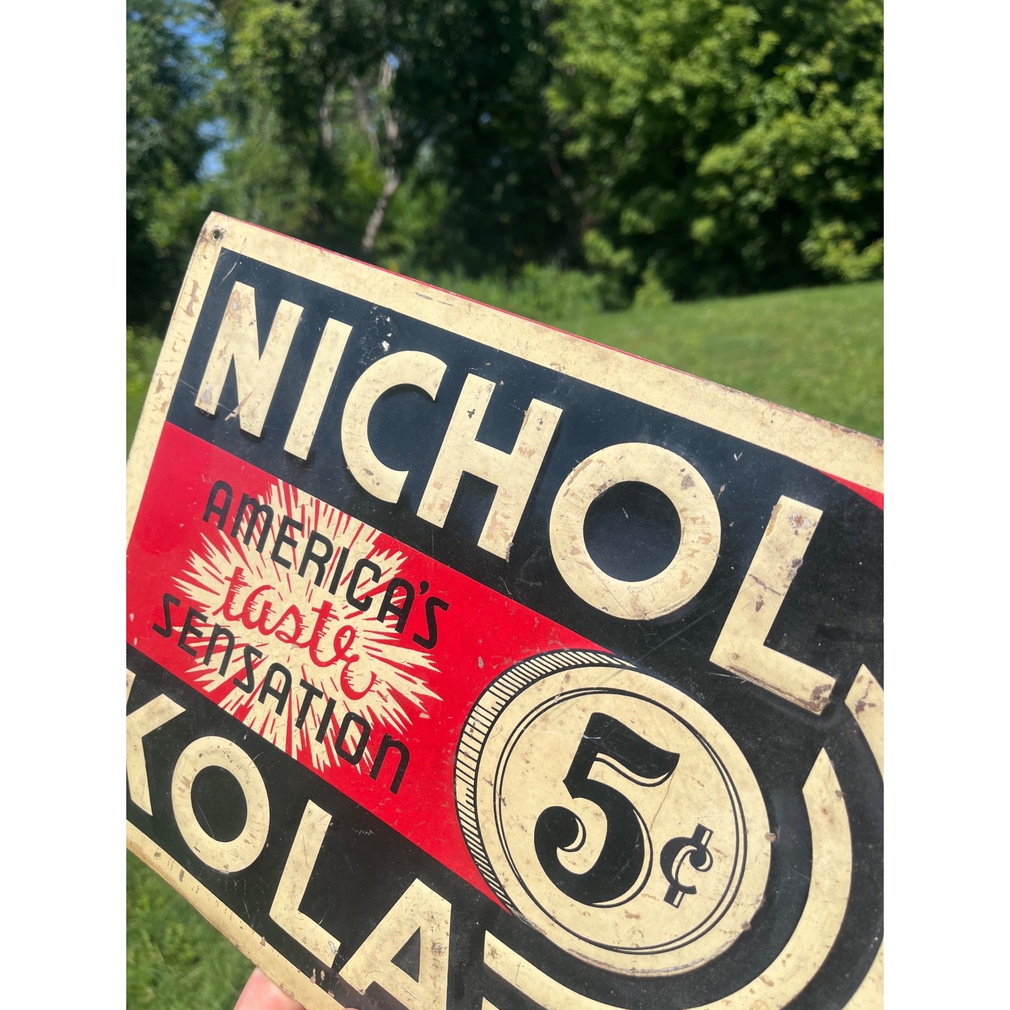 Nichol Kola Embossed Sign Advertising 1940s Sida Vintage 14" x 10"