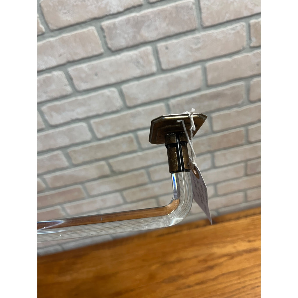 Vintage 1950s MCM Bathroom Glass Towel Bar w/ Wall Mount Brackets 24"