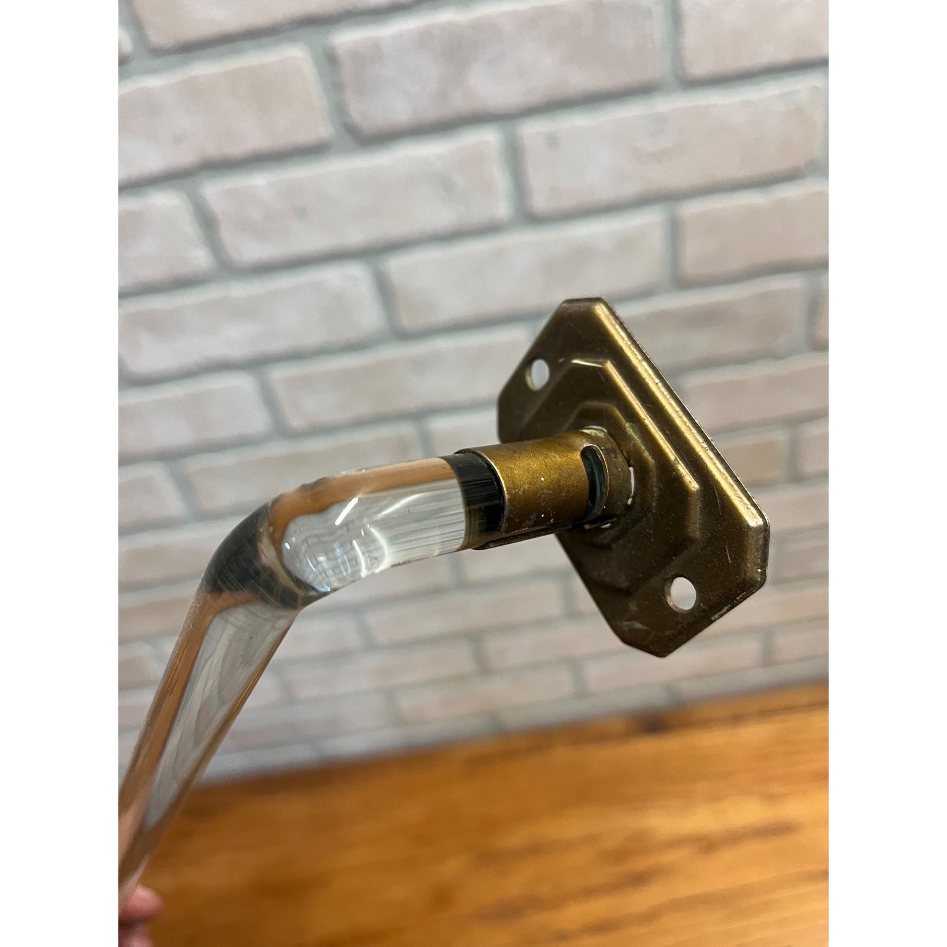 Vintage 1950s MCM Bathroom Glass Towel Bar w/ Wall Mount Brackets 24"