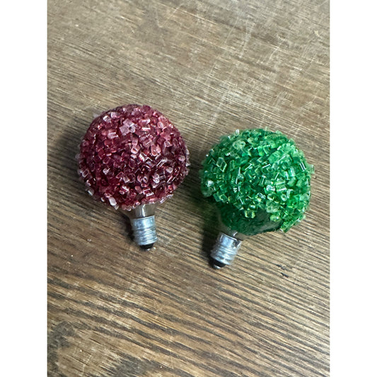 Vintage GE Snowball Christmas Lights Sugar Frosted Bulbs Lot (2) WORKING