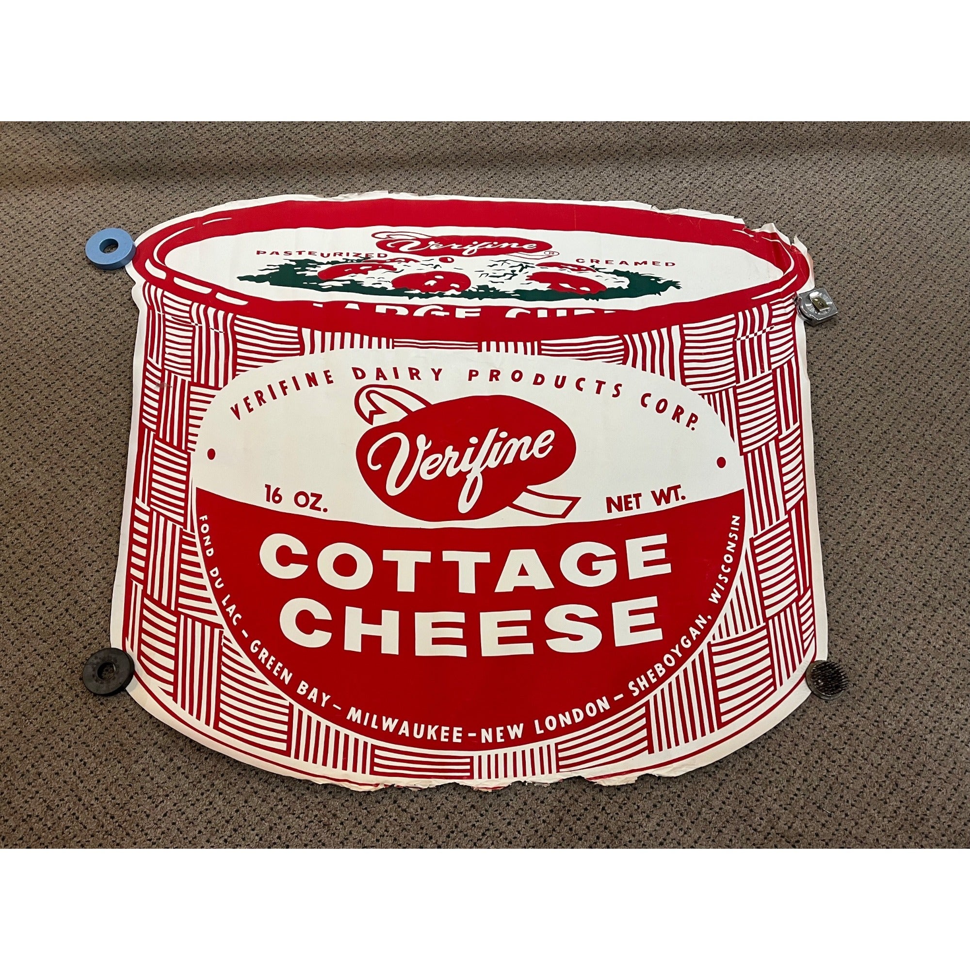 Vintage 1950s Verifine Cottage Cheese Advertising Store Poster Sign Wisconsin WI