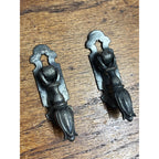 Antique Spanish Revival Drop Pulls Pair Gothic Tudor Drawer Hardware Tulip