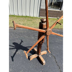 Antique 19th Century Wooden Yarn Swift Skein Winder Floor Stand Primitive
