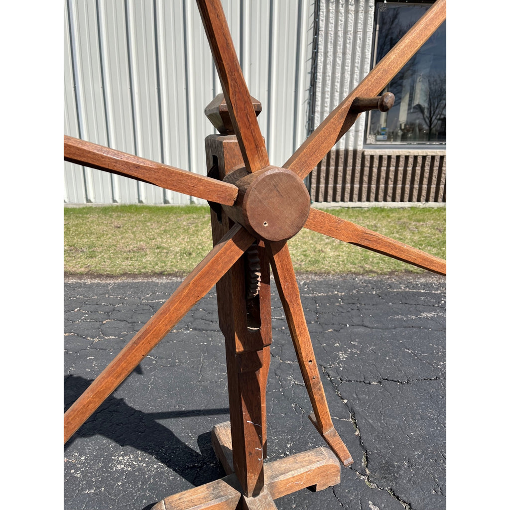 Antique 19th Century Wooden Yarn Swift Skein Winder Floor Stand Primitive
