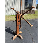 Antique 19th Century Wooden Yarn Swift Skein Winder Floor Stand Primitive