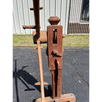 Antique 19th Century Wooden Yarn Swift Skein Winder Floor Stand Primitive