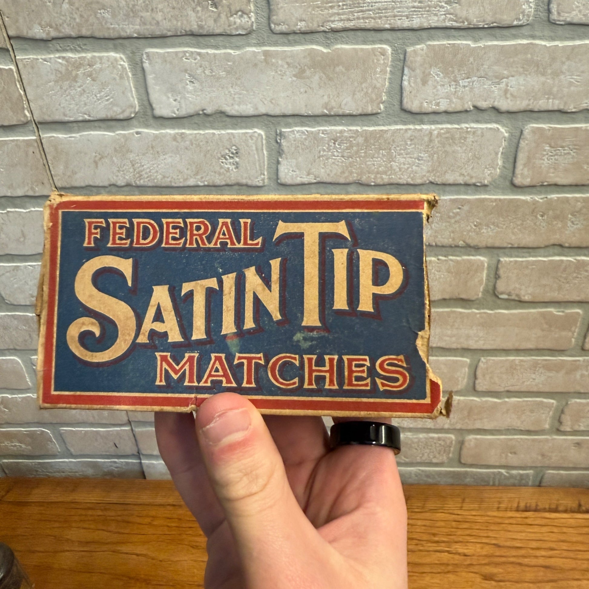 Vintage Federal Satin Tip Matches Advertising Match Box w/ Matches Grocery Decor