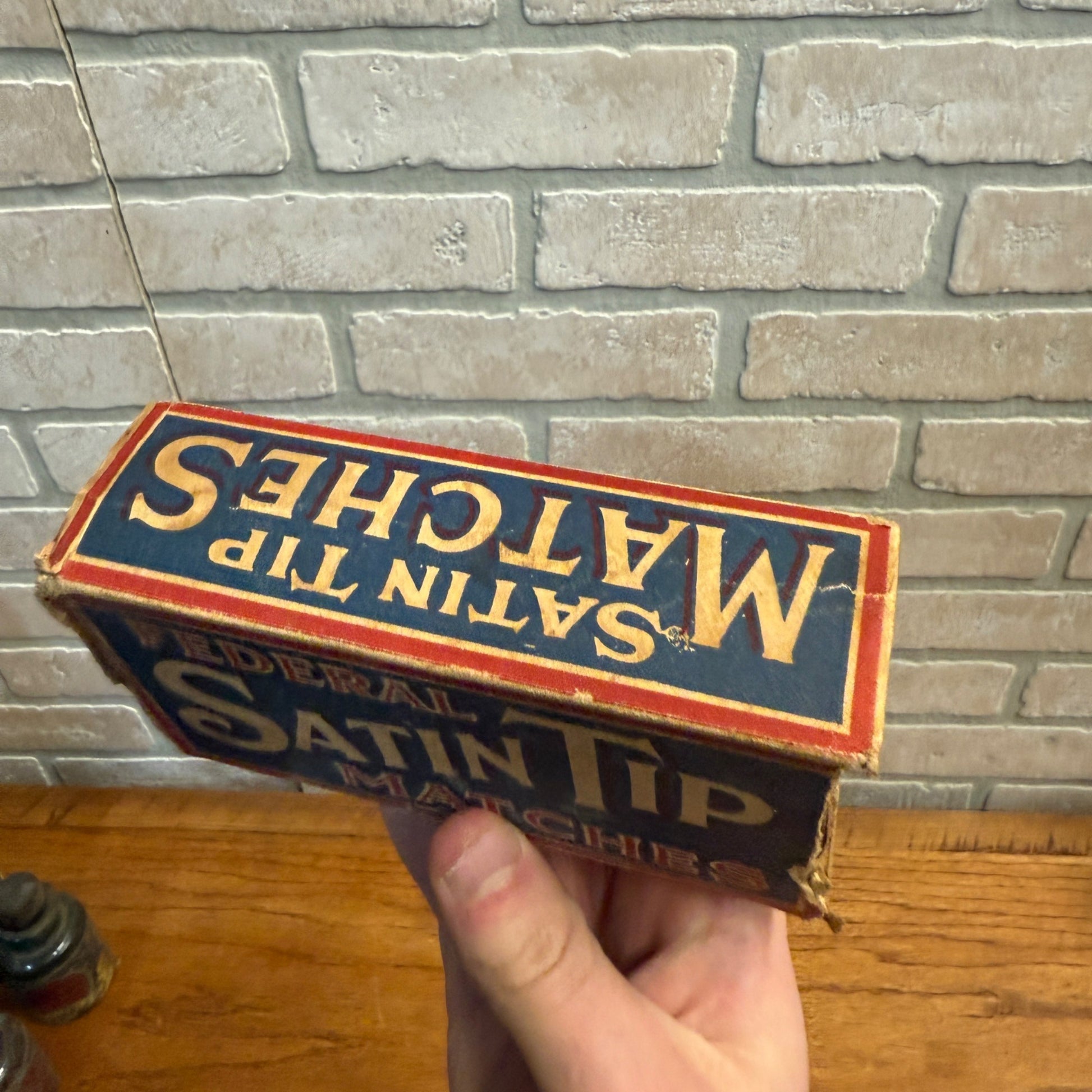 Vintage Federal Satin Tip Matches Advertising Match Box w/ Matches Grocery Decor