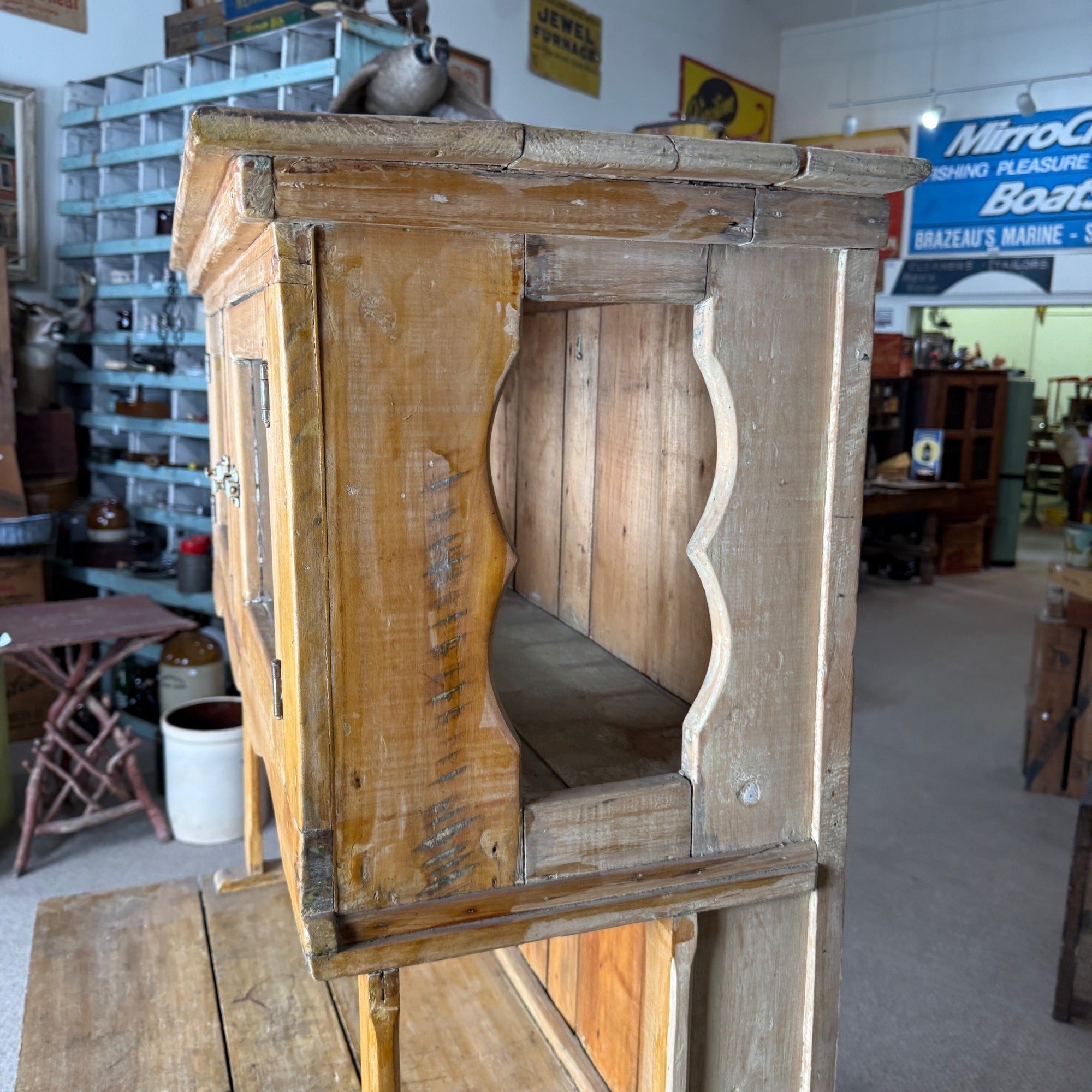 Antique Primitive Bakers Bread-Making Cabinet Cupboard  Kitchen Coffee Bar Hutch