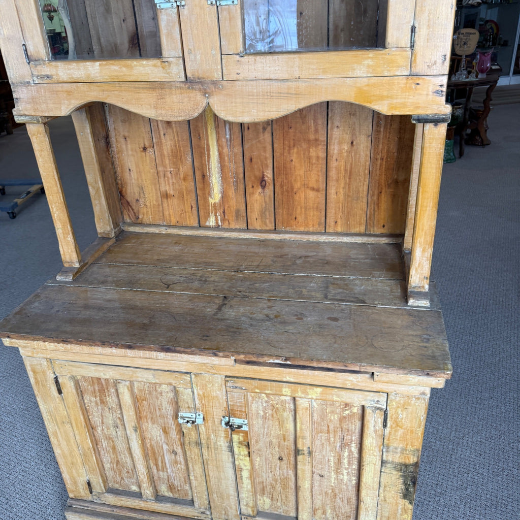 Antique Primitive Bakers Bread-Making Cabinet Cupboard  Kitchen Coffee Bar Hutch
