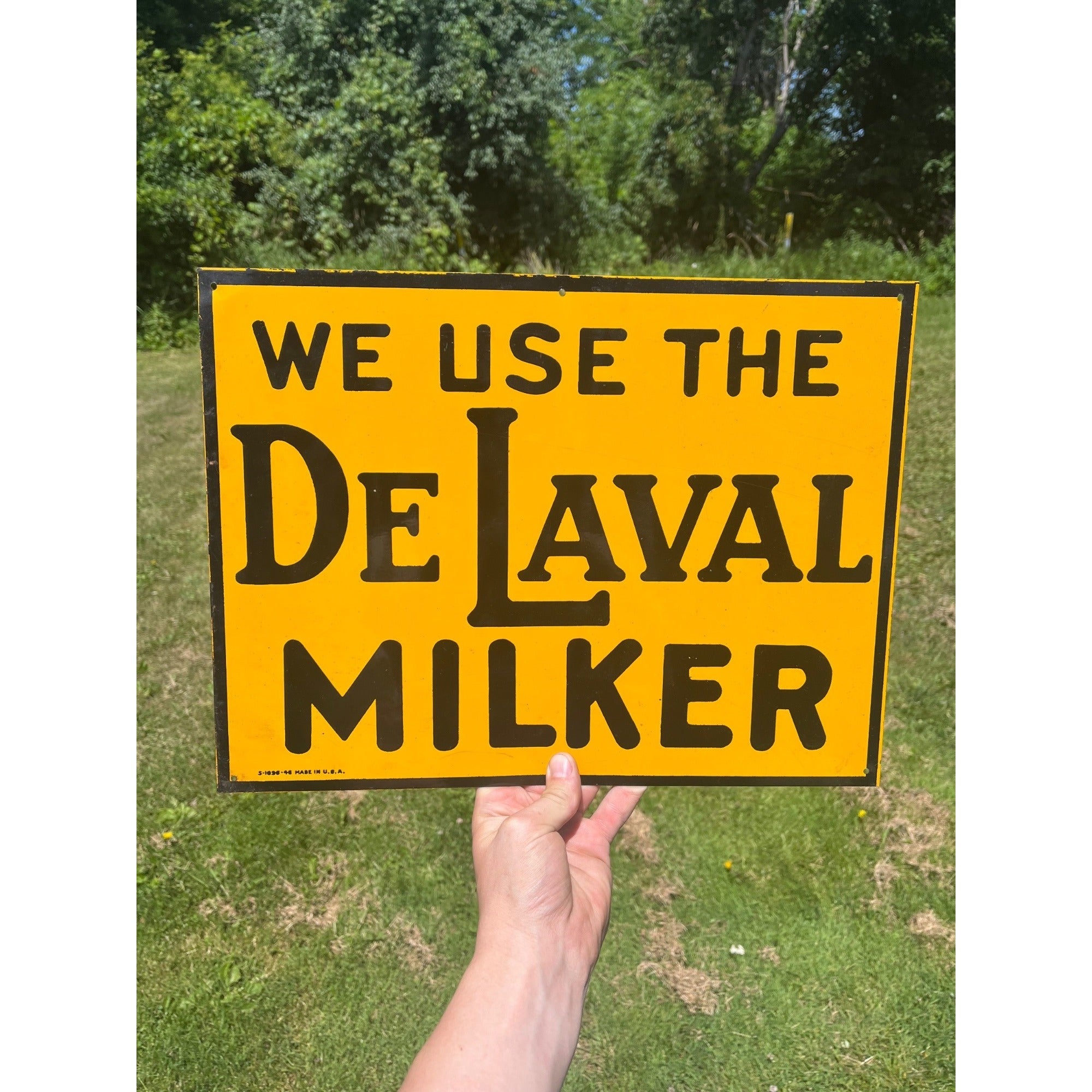 Vintage DeLaval Milker Farm Dairy Advertising Metal Tin Tacker Sign MINT