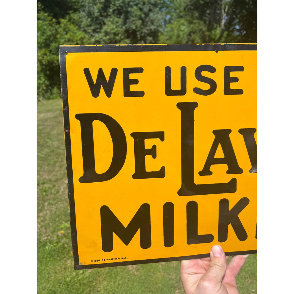Vintage DeLaval Milker Farm Dairy Advertising Metal Tin Tacker Sign MINT