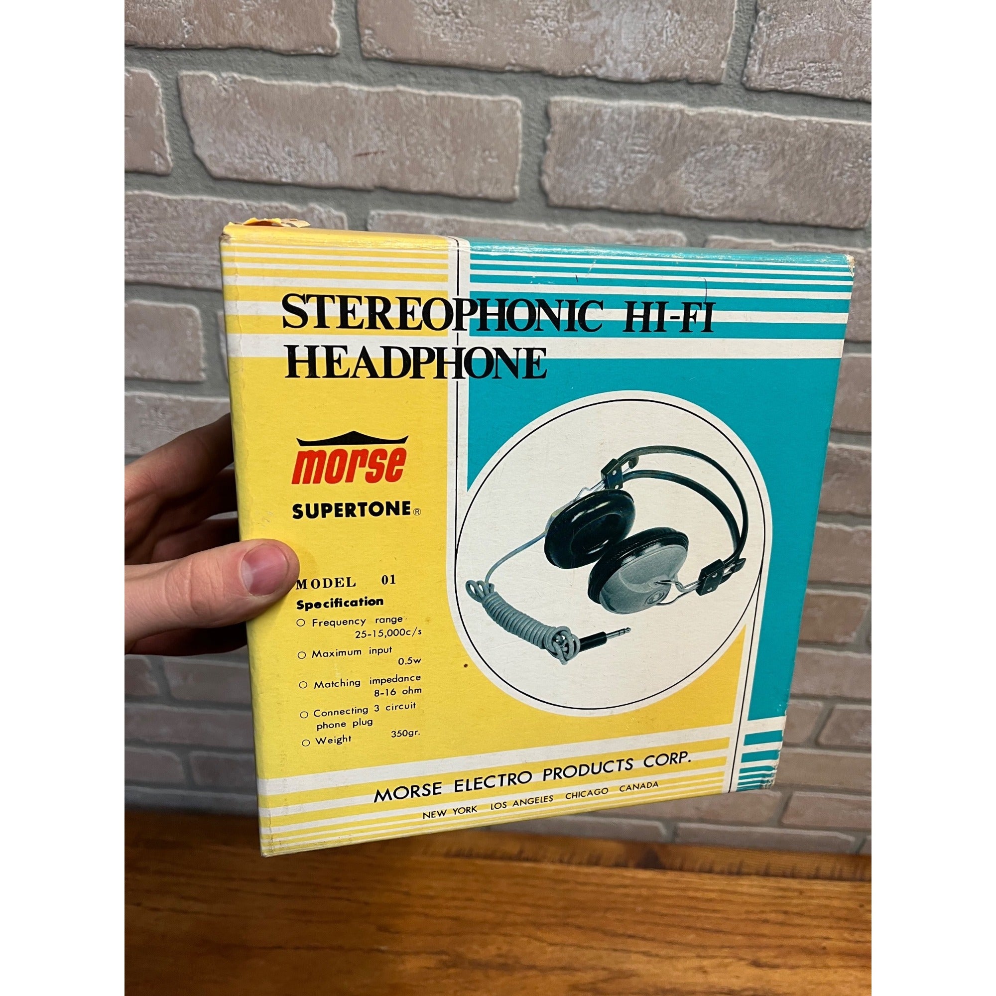 Vintage Morse Supertone Stereohphonic HI-Fi Headphones Model 01 w/ Box