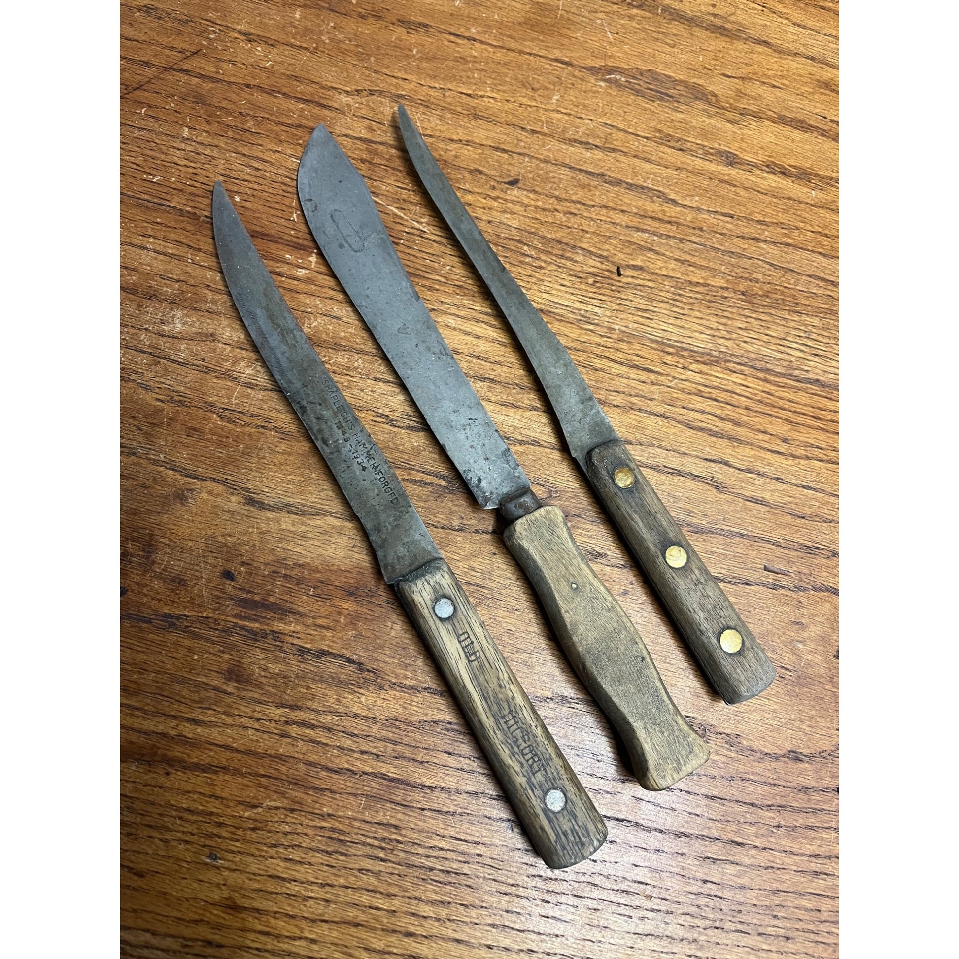 Vintage Shapleigh's Old Hickory Hammer Forged 1843 Butcher Knife 13” + Others