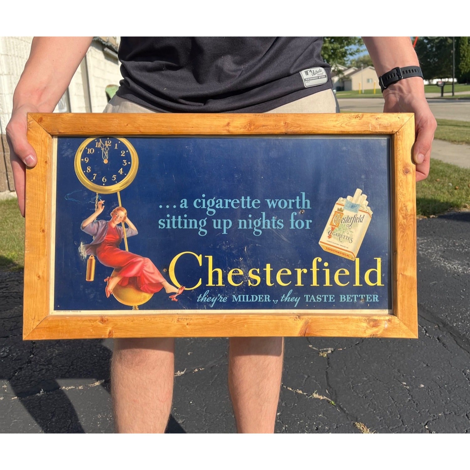 Vintage Chesterfield Cigarettes Cardboard Advertising Sign