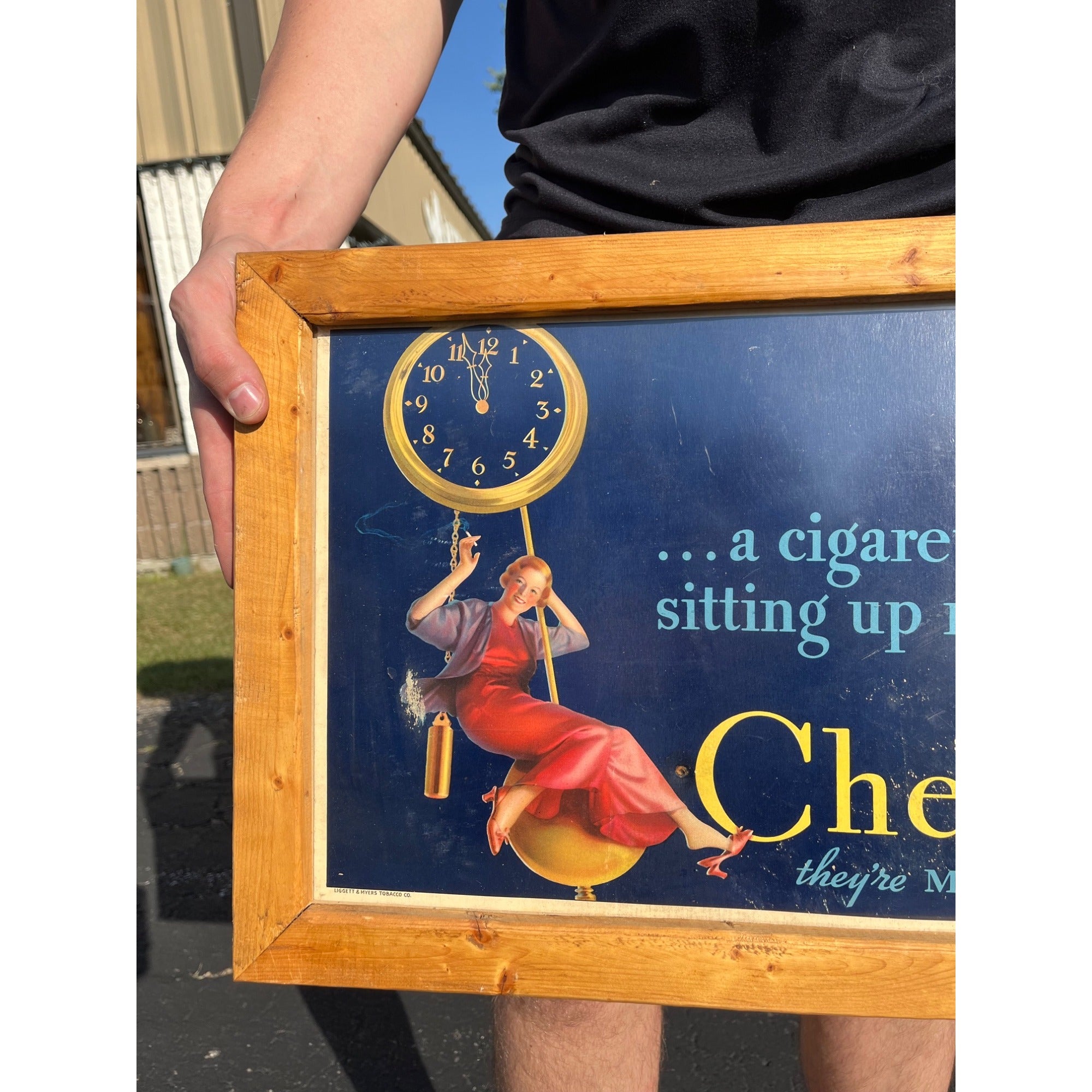 Vintage Chesterfield Cigarettes Cardboard Advertising Sign