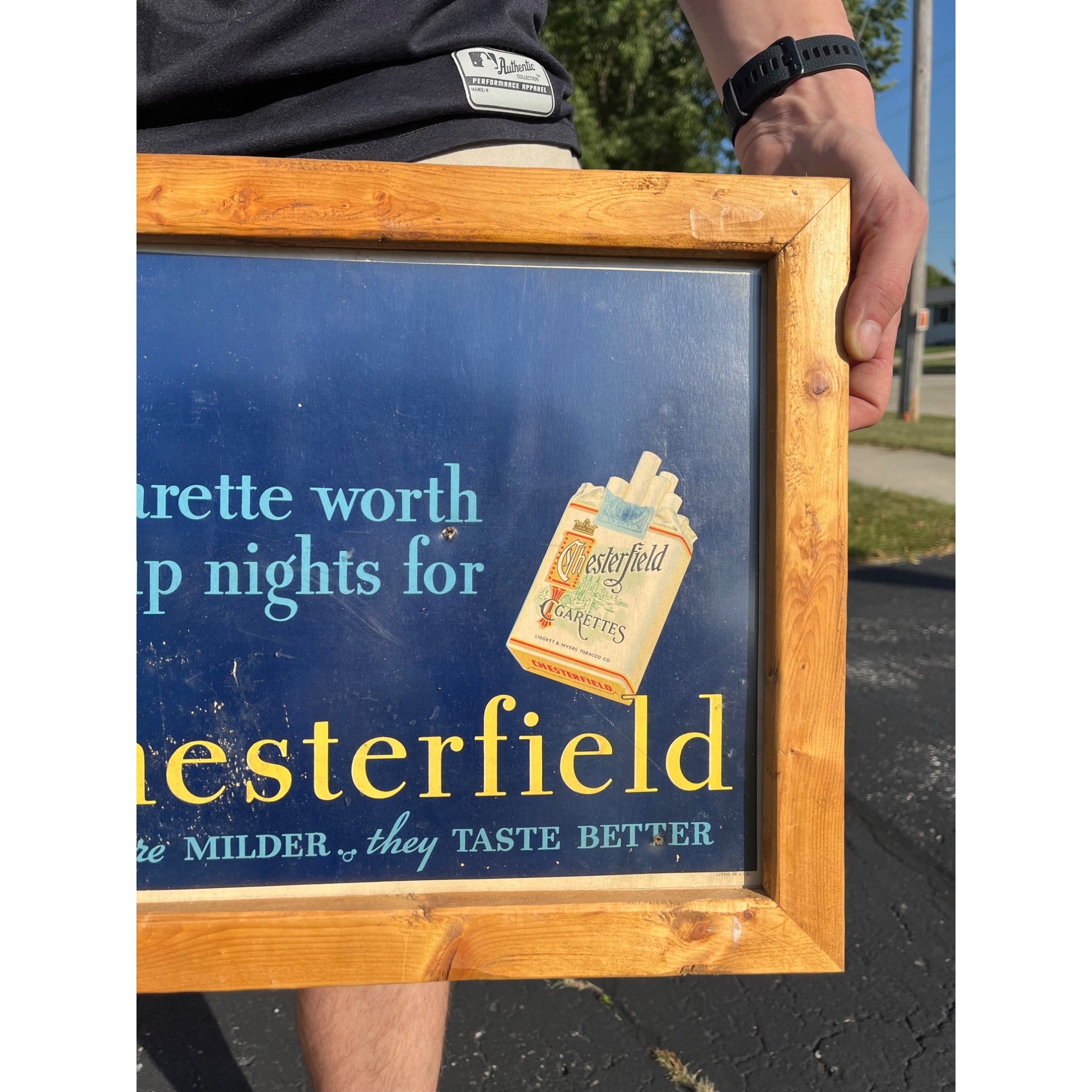Vintage Chesterfield Cigarettes Cardboard Advertising Sign