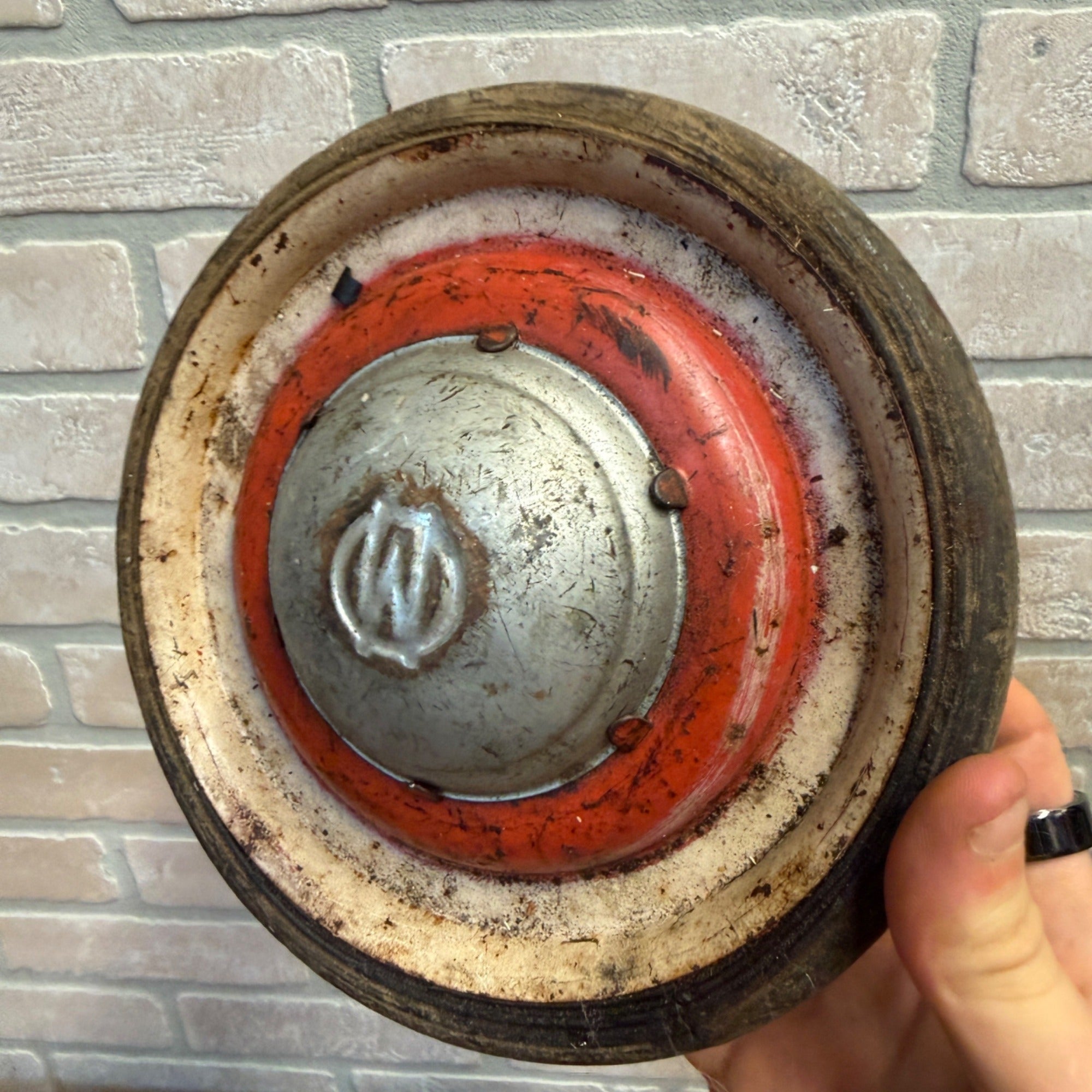 Antique Toy Wagon Wheel Hard Rubber Tire Embossed W Hub Original Paint