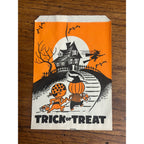 Vintage 1960s Halloween Trick or Treat Paper Bag UnionCamp Witch Haunted House