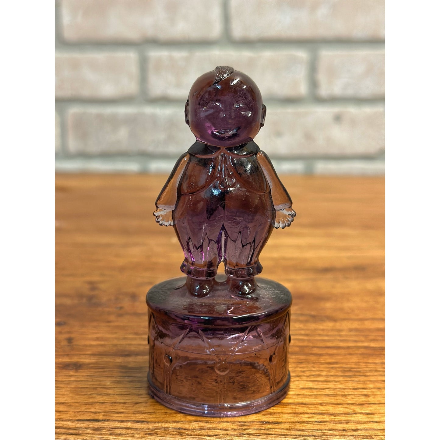 Vintage Westmoreland Glass "FAT BOY ON DRUM" Amethyst Purple Candy Container