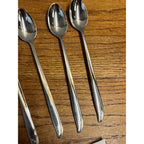 Vintage Oneida Community Stainless Ice Tea Spoons "Twin Star" Pattern Atomic (4)