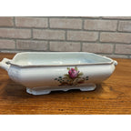 Antique Alfred Meakin Moss Rose Covered Serving Dish Ironstone China England