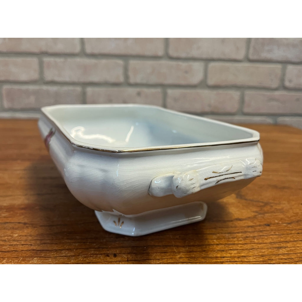 Antique Alfred Meakin Moss Rose Covered Serving Dish Ironstone China England