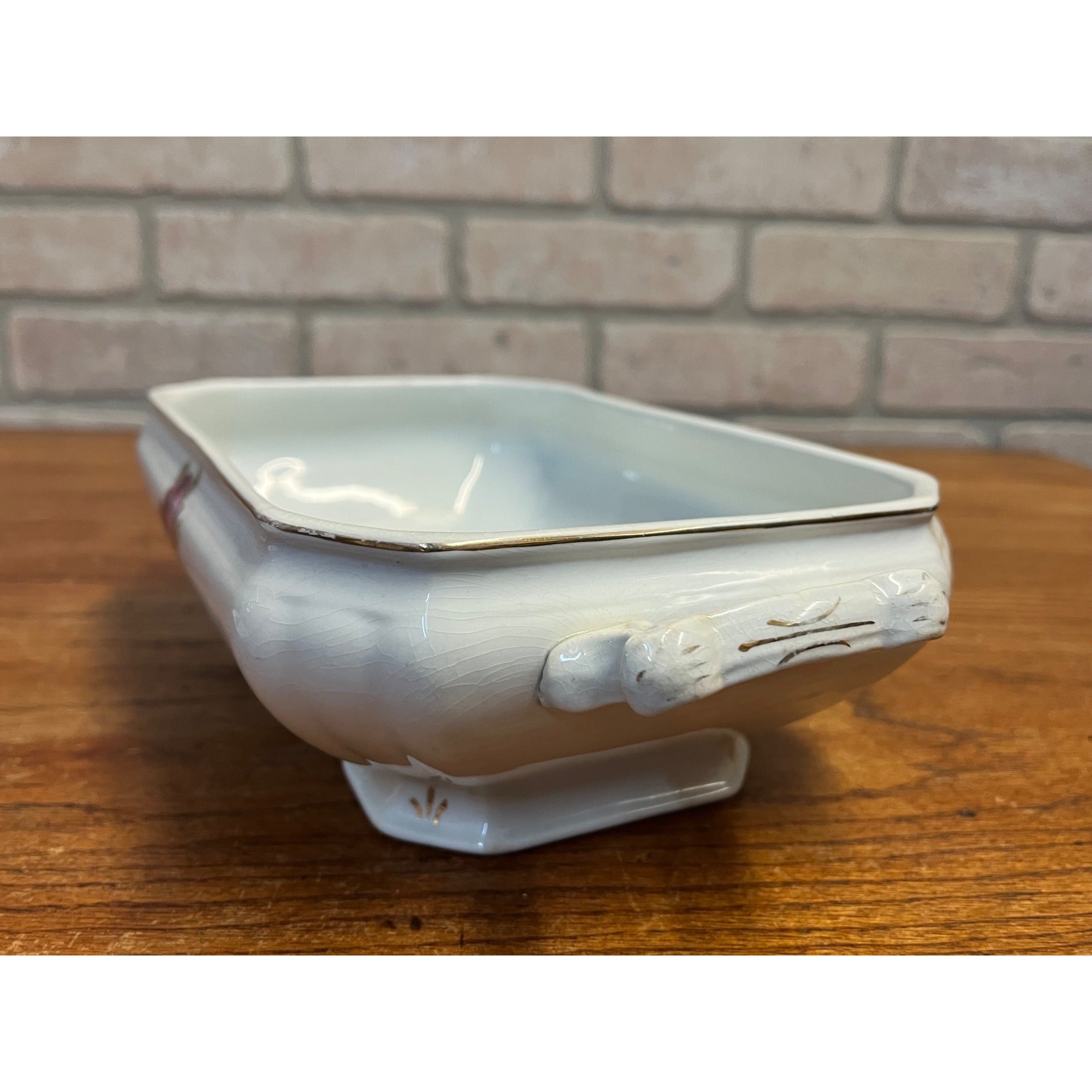 Antique Alfred Meakin Moss Rose Covered Serving Dish Ironstone China England