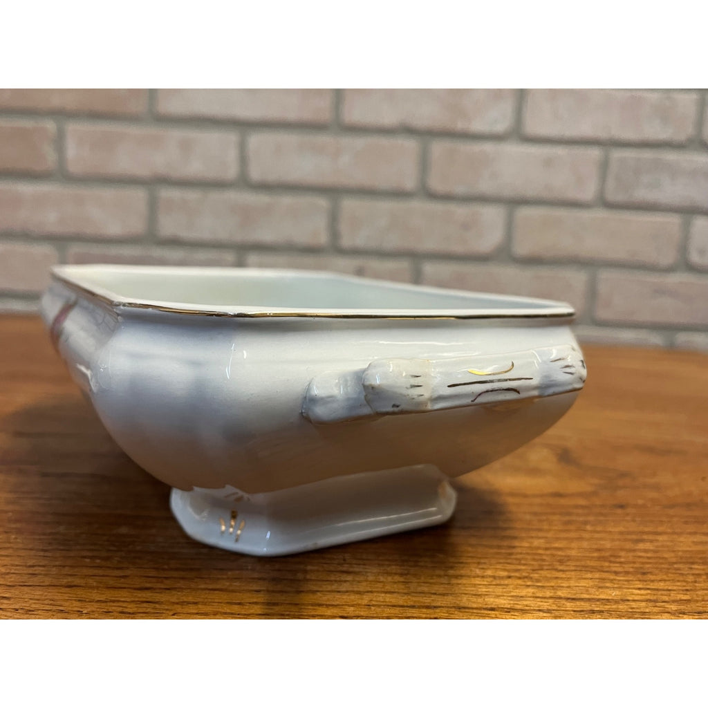 Antique Alfred Meakin Moss Rose Covered Serving Dish Ironstone China England