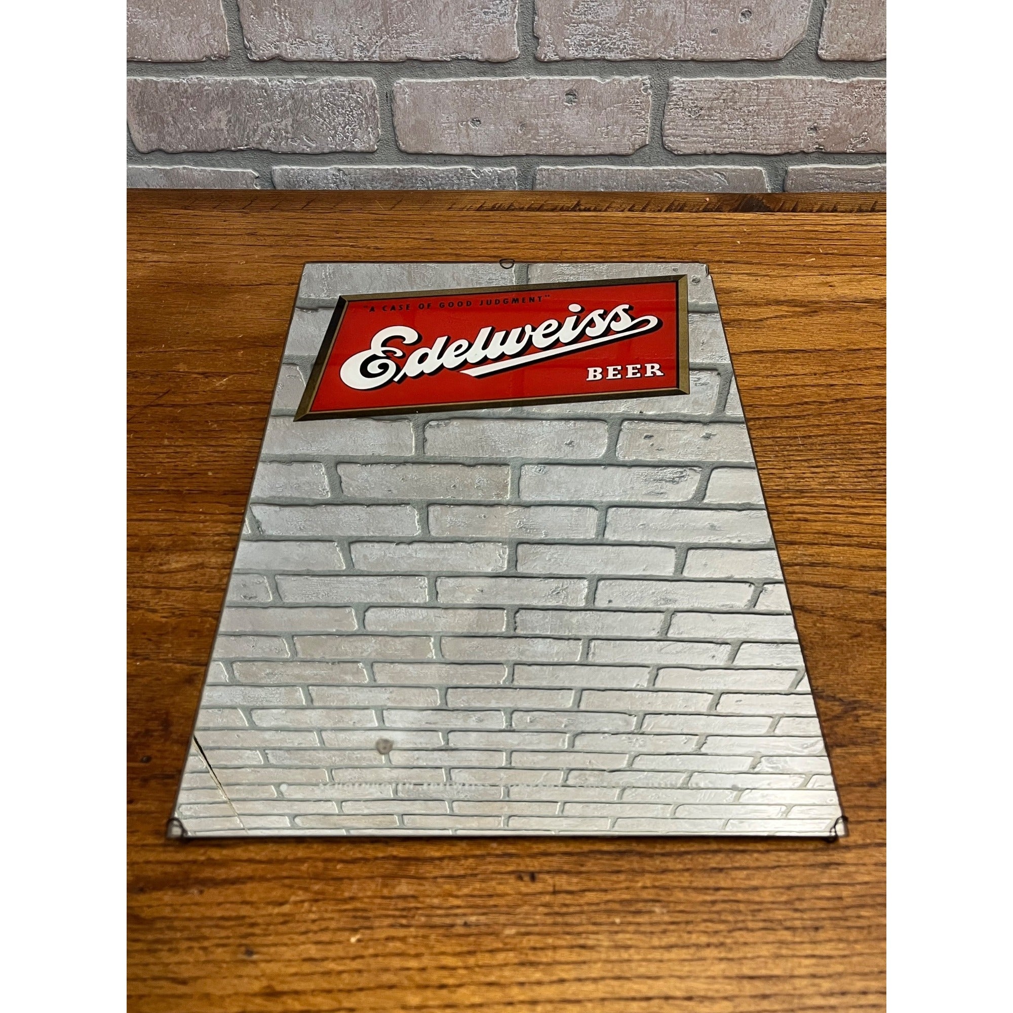 Vintage 1940s Schoenhofen Edelweiss Beer Advertising Bar Mirror Sign Chicago