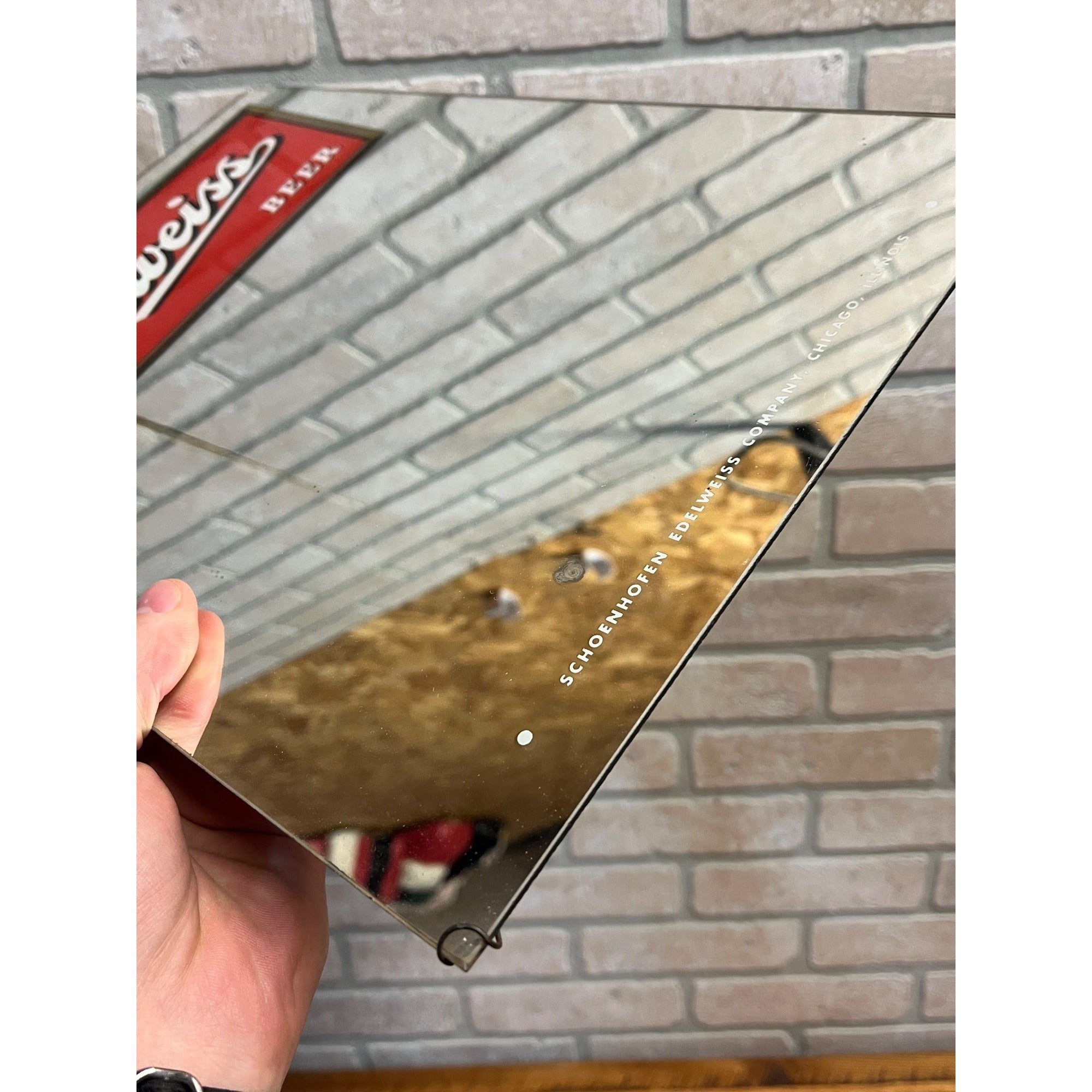 Vintage 1940s Schoenhofen Edelweiss Beer Advertising Bar Mirror Sign Chicago