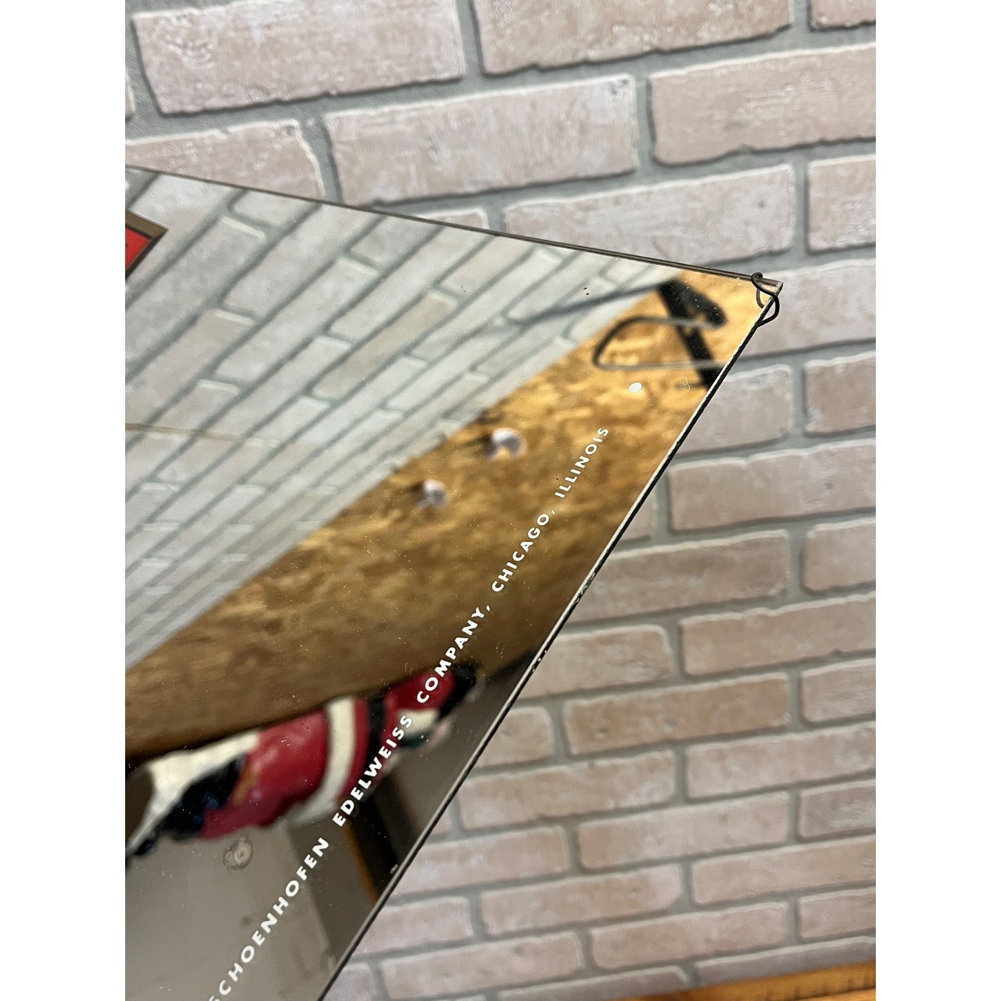 Vintage 1940s Schoenhofen Edelweiss Beer Advertising Bar Mirror Sign Chicago