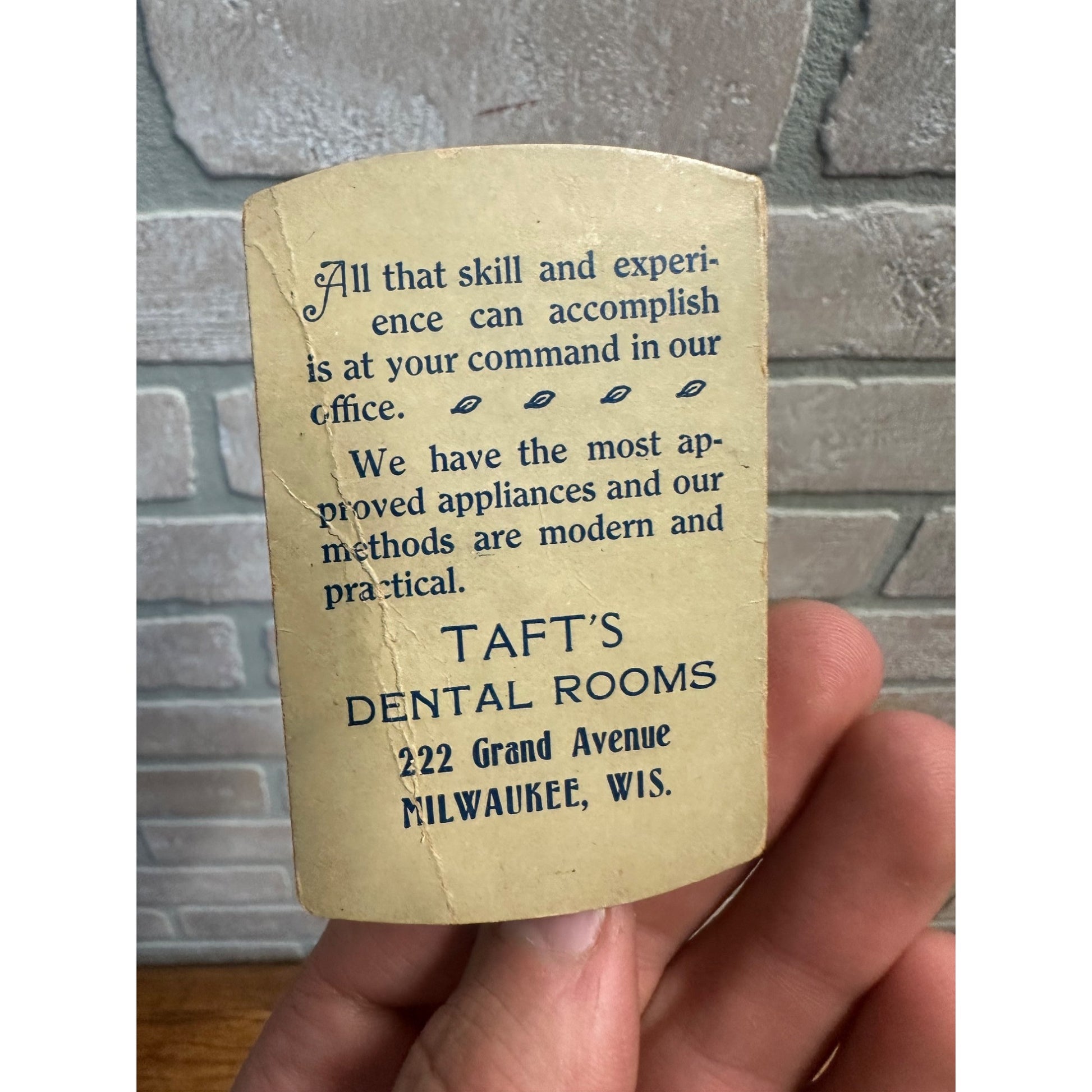 Antique 1890s Victorian Advertising Trade Card Taft's Dental Rooms Milwaukee Wis