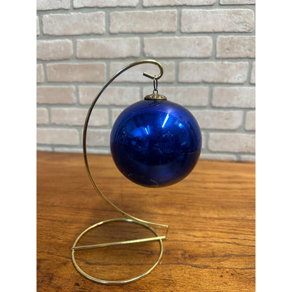 Original Early 1900s German Blue Kugel Christmas Tree Ornament 4" Round Heavy