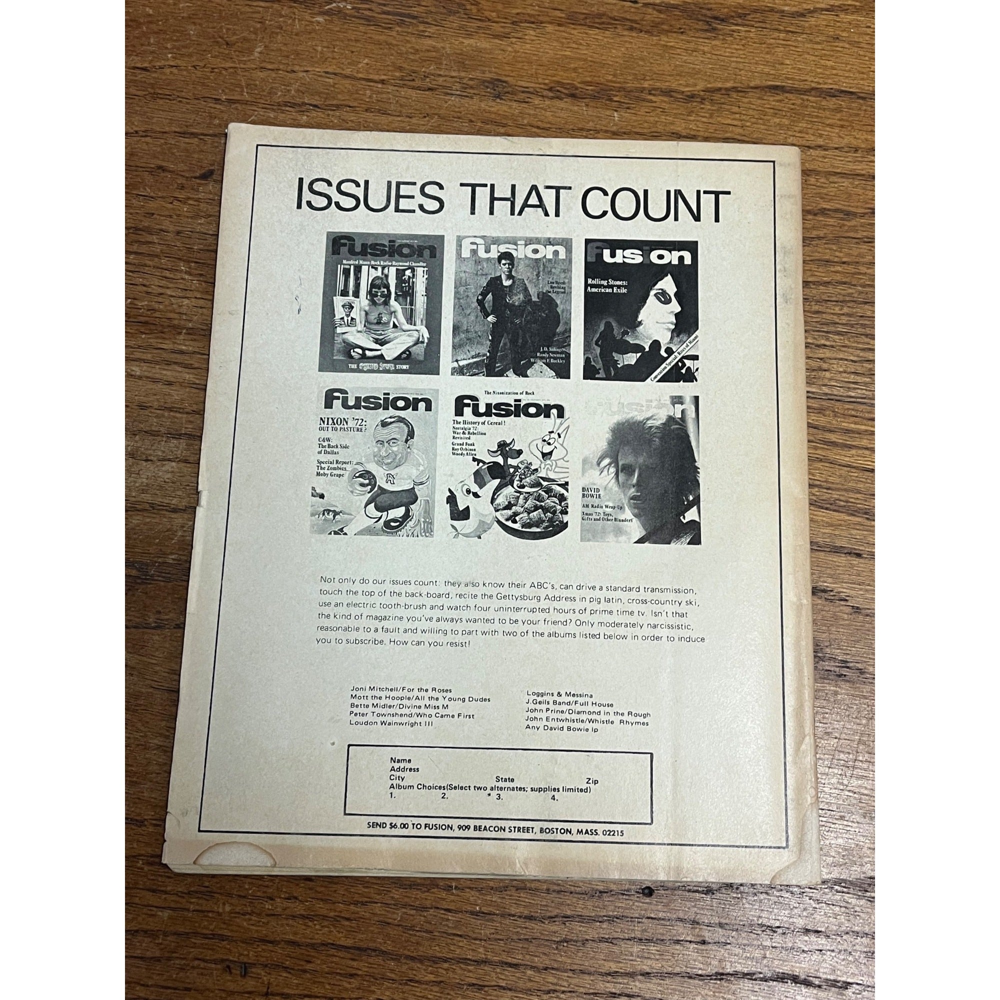 MARCH 1973 FUSION underground music magazine PAUL MORRISSEY Eating Up Front
