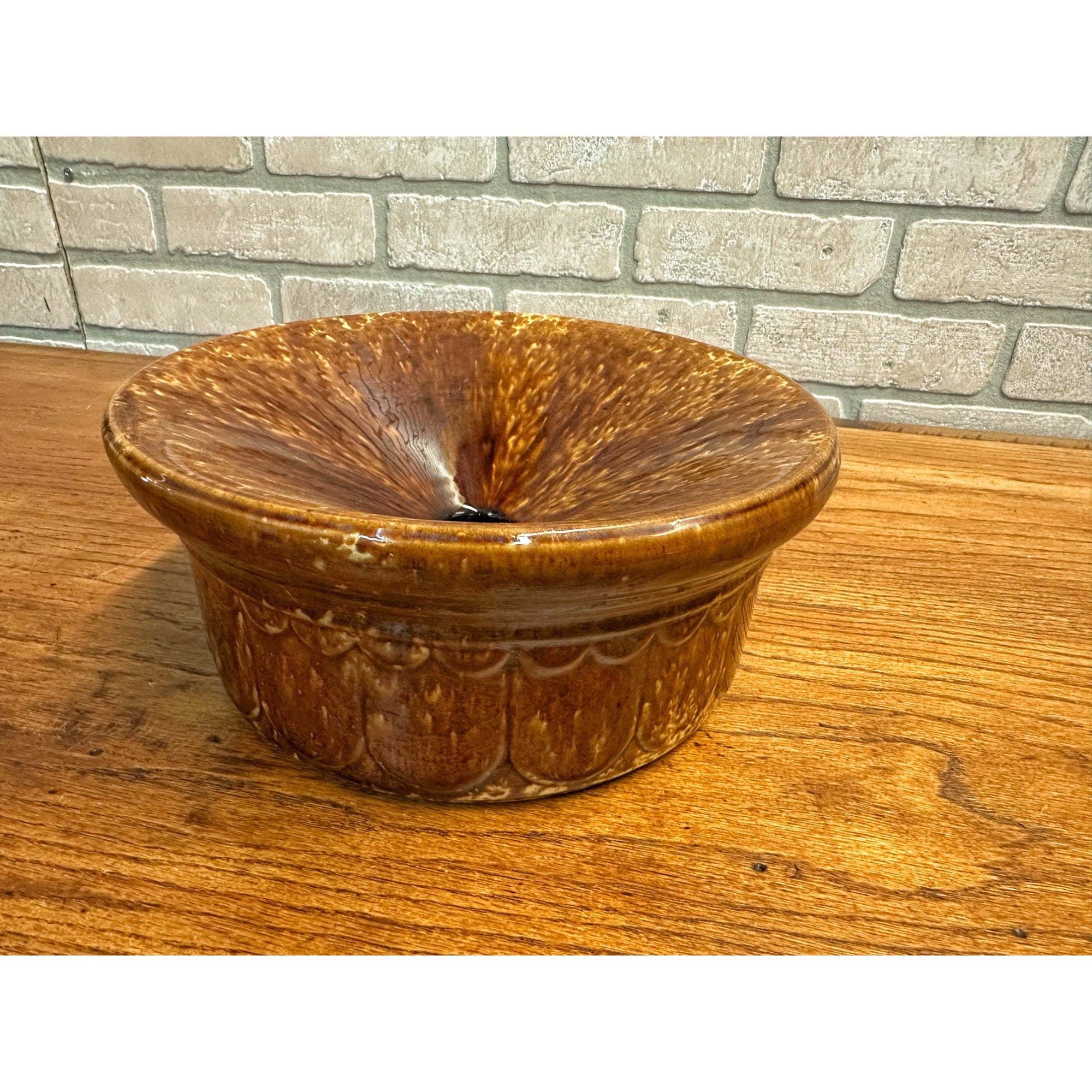 Antique Bennington Rockingham Mottled Brown Stoneware Cuspidor Spittoon