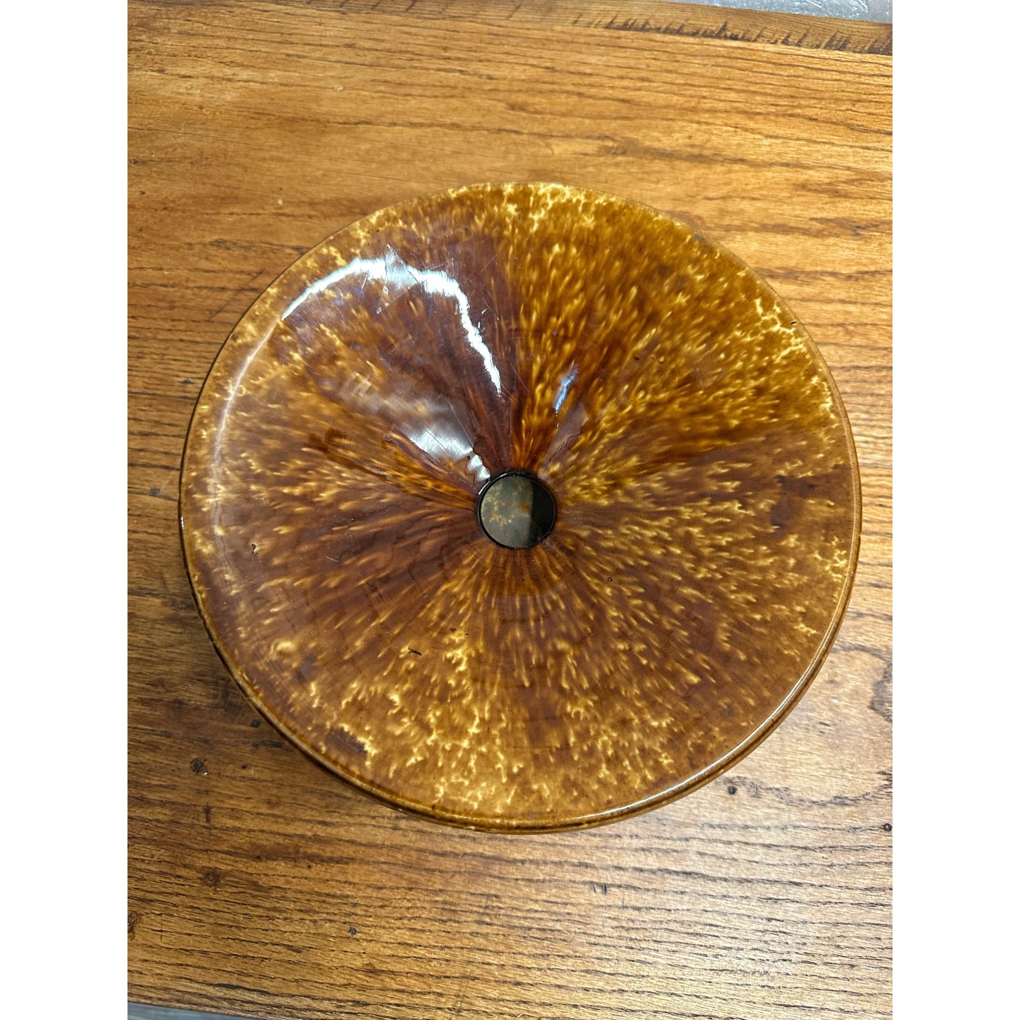 Antique Bennington Rockingham Mottled Brown Stoneware Cuspidor Spittoon