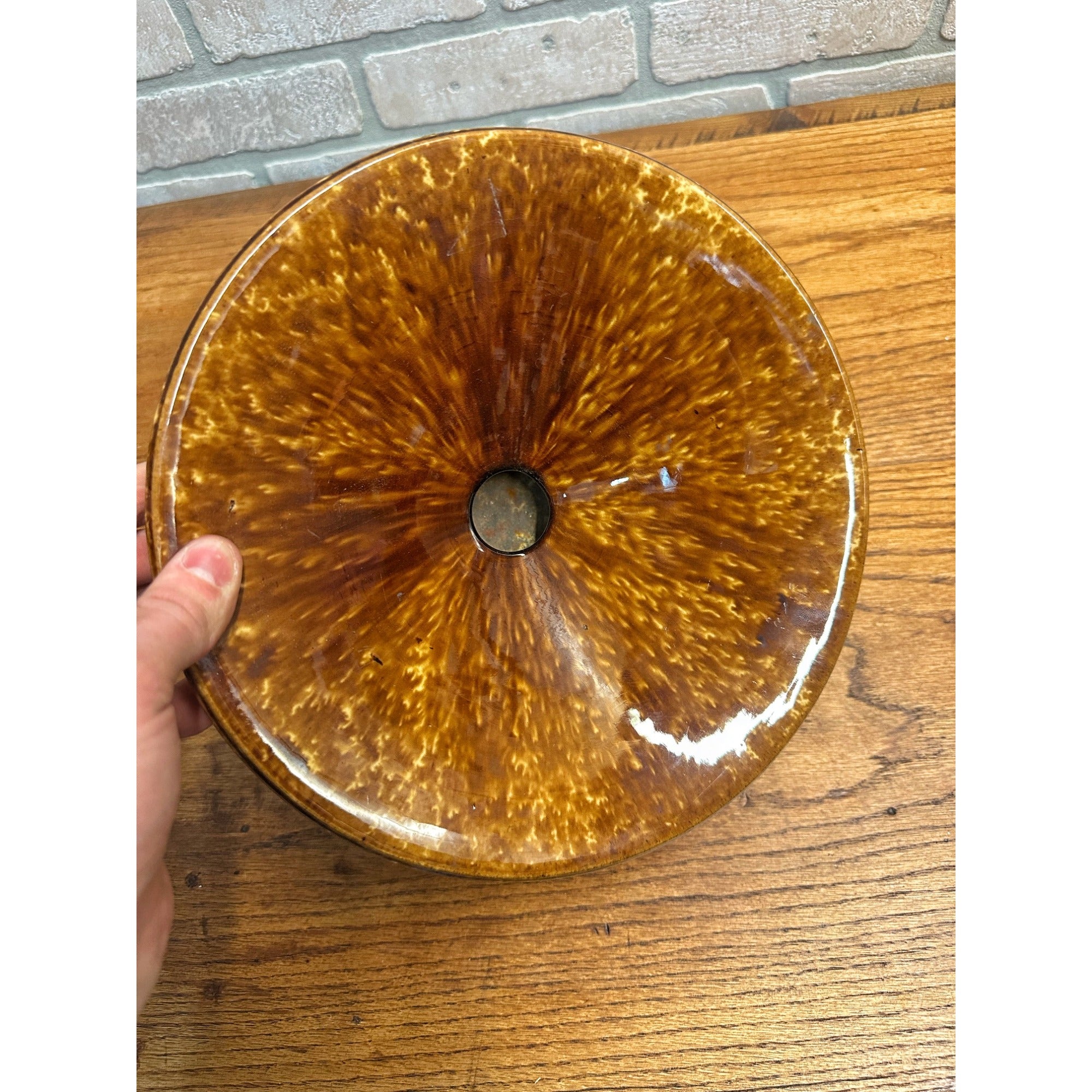 Antique Bennington Rockingham Mottled Brown Stoneware Cuspidor Spittoon