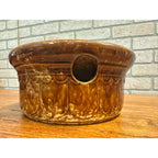 Antique Bennington Rockingham Mottled Brown Stoneware Cuspidor Spittoon