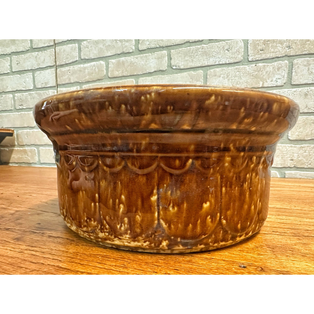 Antique Bennington Rockingham Mottled Brown Stoneware Cuspidor Spittoon