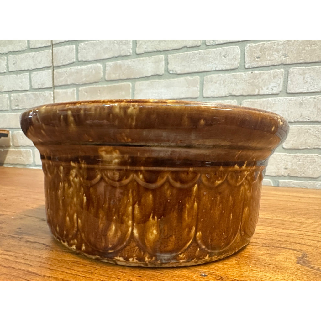Antique Bennington Rockingham Mottled Brown Stoneware Cuspidor Spittoon