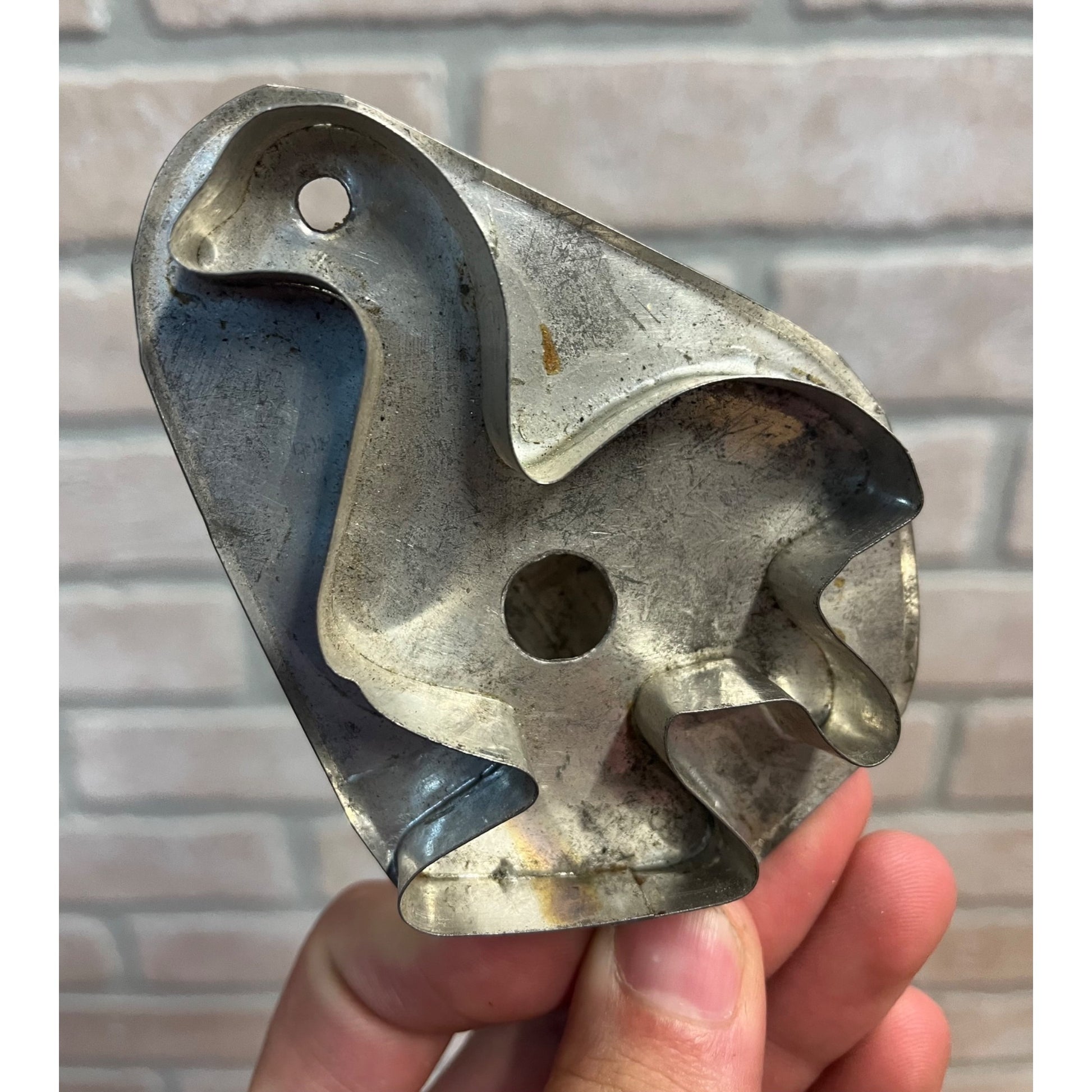 Antique Vintage Primitive Goose Duck Tin Metal Cookie Cutter Soldered Handle