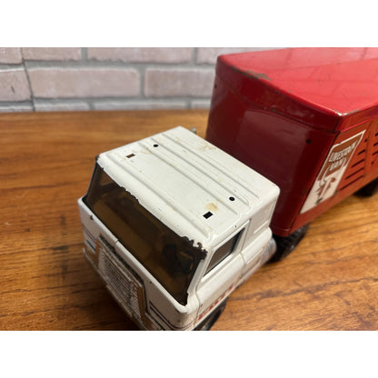 Vintage Ertl International Transtar Livestock Van Pressed Steel Toy Truck