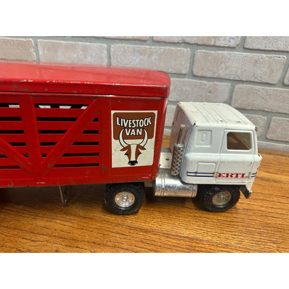 Vintage Ertl International Transtar Livestock Van Pressed Steel Toy Truck