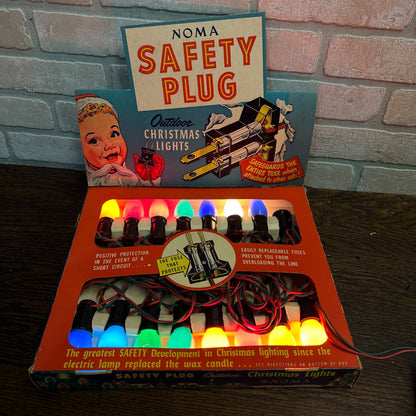 Vintage NOMA Safety Plug Outdoor 15 Christmas Lights in Original Box